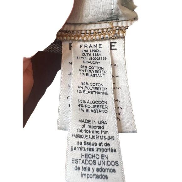Frame Denim Beaudry Blue Le Boy Jeans Raw Hem Cropped Jeans Womens Size 26 - Picture 11 of 12